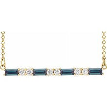 Load image into Gallery viewer, Blue Sapphire &amp; 1/5 CTW Diamond Bar 16-18&quot; Necklace
