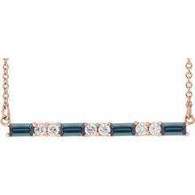 Load image into Gallery viewer, Blue Sapphire &amp; 1/5 CTW Diamond Bar 16-18&quot; Necklace
