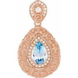 Swiss Blue Topaz & 1/2 CTW Diamond Pendant