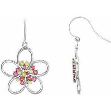 Load image into Gallery viewer, Peridot &amp; Pink Tourmaline Flower Earrings
