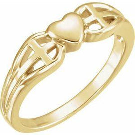 5.7 mm Heart & Cross Ring
