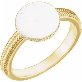 .07 CTW Diamond 10 mm Round Signet Ring