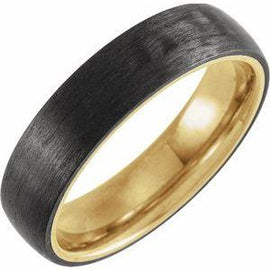 Gold PVD Titanium & Carbon Fiber 6 mm Half Round Band