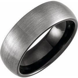 Black PVD 8 mm Half Round Band with Satin Finish