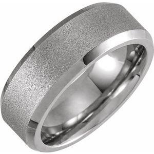 White PVD 8 mm Beveled-Edge Band with Ice Finish