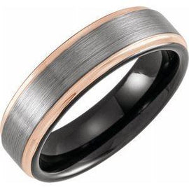 Black & Gold PVD 6 mm Grooved Band with Satin Finish