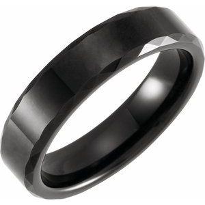 Black PVD 6 mm Faceted Beveled-Edge Band