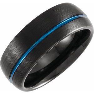 Black & Blue PVD 8 mm Grooved Band