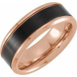 Black & Gold PVD 8 mm Beveled-Edge Band with Satin Finish