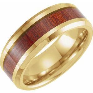 8 mm Beveled-Edge Band with Walnut Wood Inlay