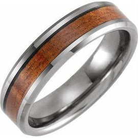 6 mm Beveled-Edge Band with Acacia Wood Inlay
