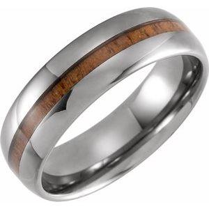 8 mm Domed Band with Acacia Wood Inlay