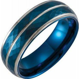 Blue PVD 8 mm Patterned Flat Edge Band