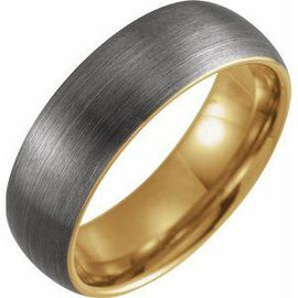 Gold PVD 8 mm Half Round Band with Satin Finish