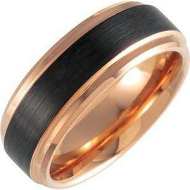 Black & Gold PVD 8 mm Beveled-Edge Band with Satin Finish