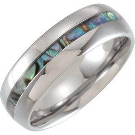 8 mm Domed Band with Pearl Shell Inlay