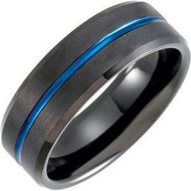 Black & Blue PVD 8 mm Grooved Band