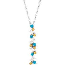 Load image into Gallery viewer, Honey Passion Topaz, Turquoise &amp; 1/8 CTW Diamond Scattered Bar 16-18&quot; Necklace
