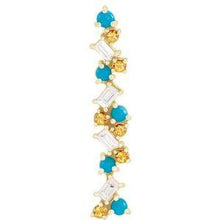 Load image into Gallery viewer, Honey Passion Topaz, Turquoise &amp; 1/8 CTW Diamond Scattered Bar 16-18&quot; Necklace
