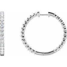 Load image into Gallery viewer, 1 CTW Lab-Grown Diamond Inside-Outside Hinged 19.3 mm Hoop Earrings
