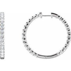 1 CTW Lab-Grown Diamond Inside-Outside Hinged 19.3 mm Hoop Earrings