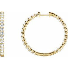 Load image into Gallery viewer, 1 CTW Lab-Grown Diamond Inside-Outside Hinged 19.3 mm Hoop Earrings
