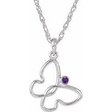 Load image into Gallery viewer, 2 mm Round Amethyst Butterfly 18&quot; Necklace
