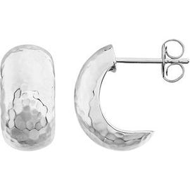 15.2x7.9 mm Hammered J-Hoop Earrings
