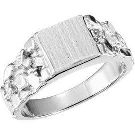 9 mm Square Nugget Signet Ring