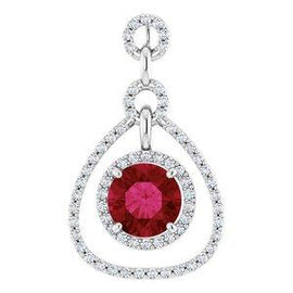 Chatham® Lab-Created Ruby & 1/2 CTW Diamond Pendant