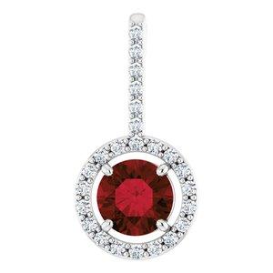 6.5 mm Mozambique Garnet & 1/4 CTW Diamond Pendant