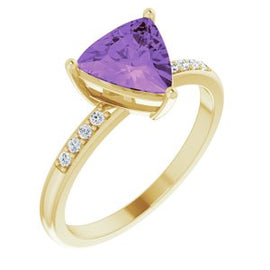 Amethyst & .08 CTW Diamond Ring