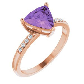 Amethyst & .08 CTW Diamond Ring