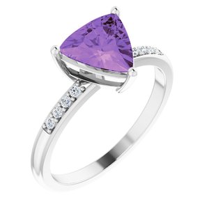 Amethyst & .08 CTW Diamond Ring