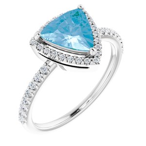 Swiss Blue Topaz & 1/4 CTW Diamond Halo-Style Ring