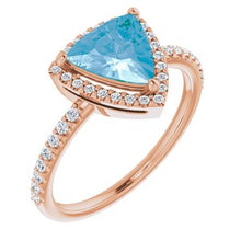 Load image into Gallery viewer, Swiss Blue Topaz &amp; 1/4 CTW Diamond Halo-Style Ring
