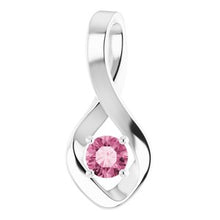 Load image into Gallery viewer, 14K White 4 mm Round Natural Pink Tourmaline Pendant
