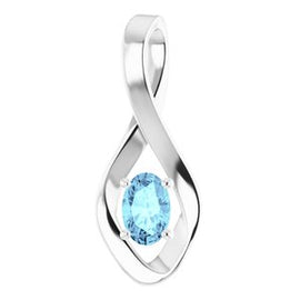 14K White 4 mm Round Natural Pink Tourmaline Pendant