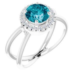 London Blue Topaz & 1/10 CTW Diamond Halo-Style Ring