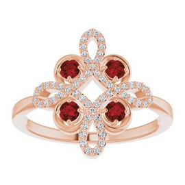 Ruby & 1/6 CTW Diamond Clover Ring