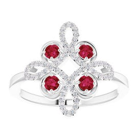 Ruby & 1/6 CTW Diamond Clover Ring