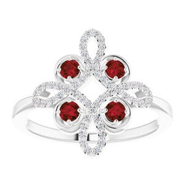 Ruby & 1/6 CTW Diamond Clover Ring