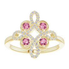 Load image into Gallery viewer, Ruby &amp; 1/6 CTW Diamond Clover Ring
