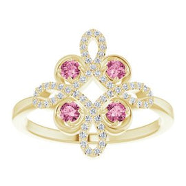 Ruby & 1/6 CTW Diamond Clover Ring