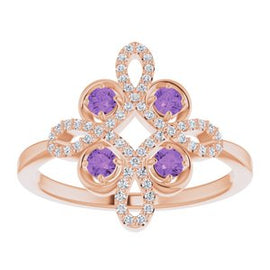 Ruby & 1/6 CTW Diamond Clover Ring