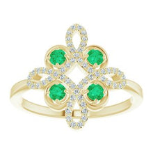 Load image into Gallery viewer, Ruby &amp; 1/6 CTW Diamond Clover Ring
