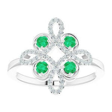 Load image into Gallery viewer, Ruby &amp; 1/6 CTW Diamond Clover Ring
