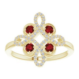 Ruby & 1/6 CTW Diamond Clover Ring