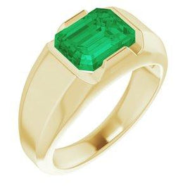 Chatham® Created Emerald Men's Solitaire Ring
