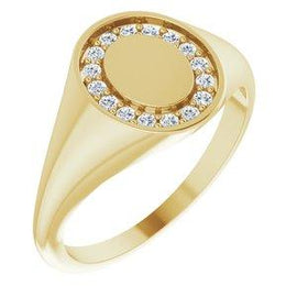 1/6 CTW Diamond 18x10 mm Oval Signet Ring